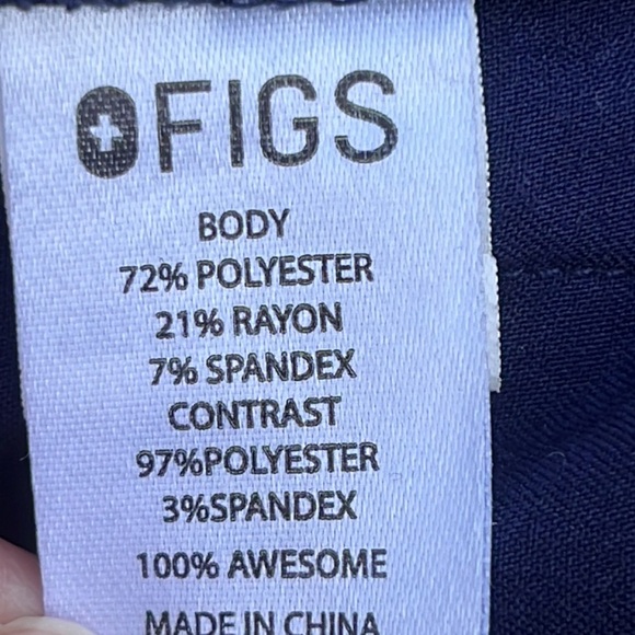 FIGS Navy Blue V-Neck Technical Scrub Short Sleeve Top Women's Size XL - Picture 7 of 7